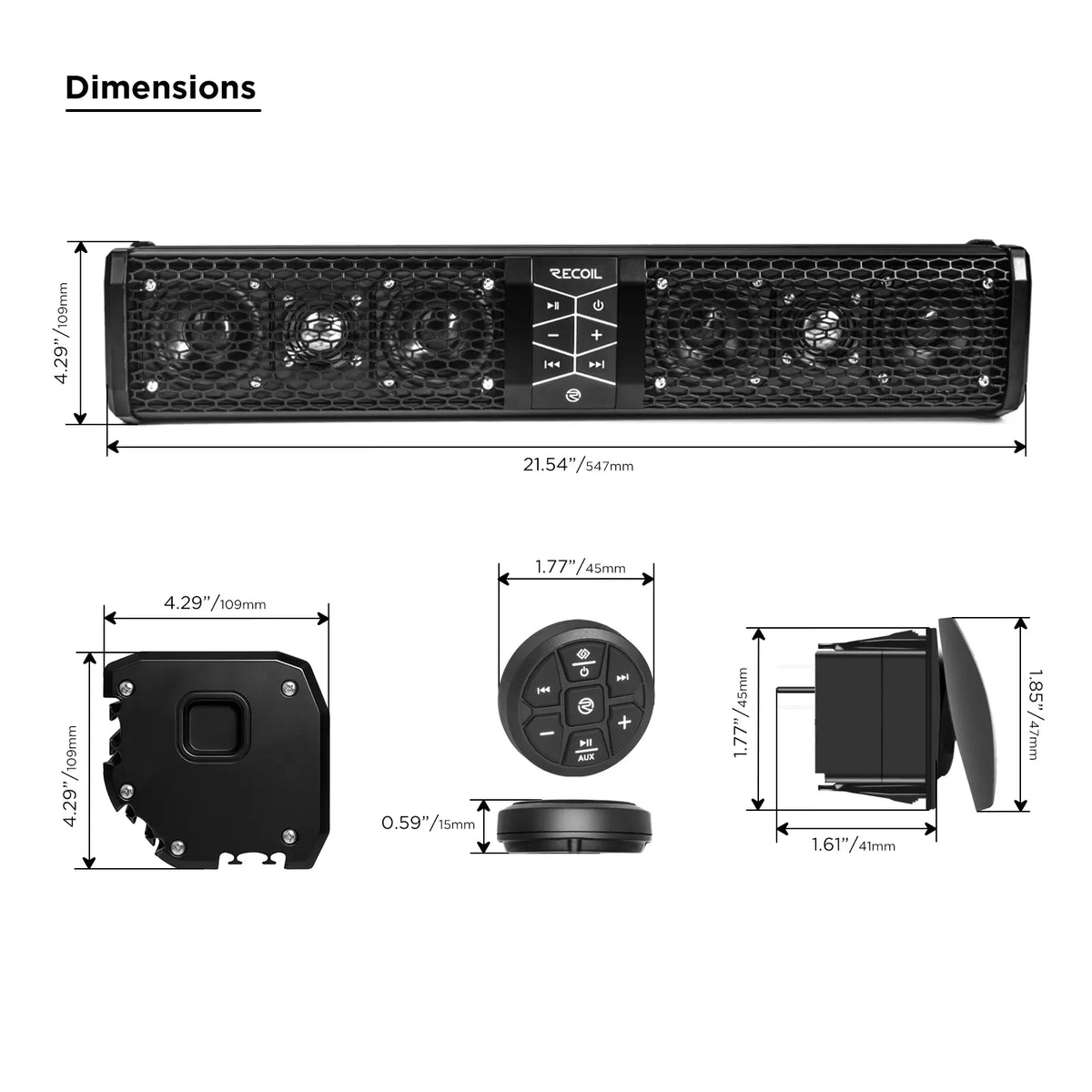 Recoil PSB6-AS Sound Bar & Subwoofer Audio Kit