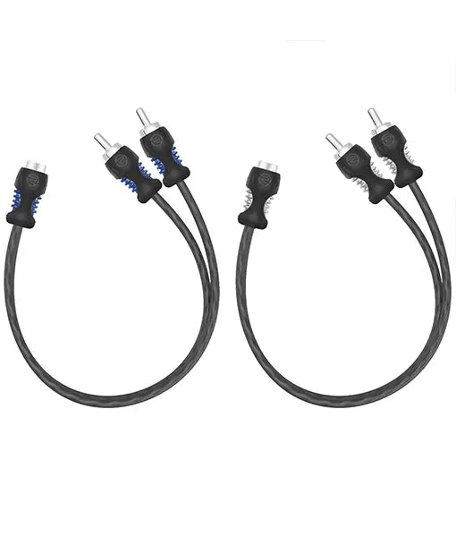 Recoil R1F2M Echo Series 1 Female to 2 Male RCA Y-Adapters, 1ft Length, 2 Pack