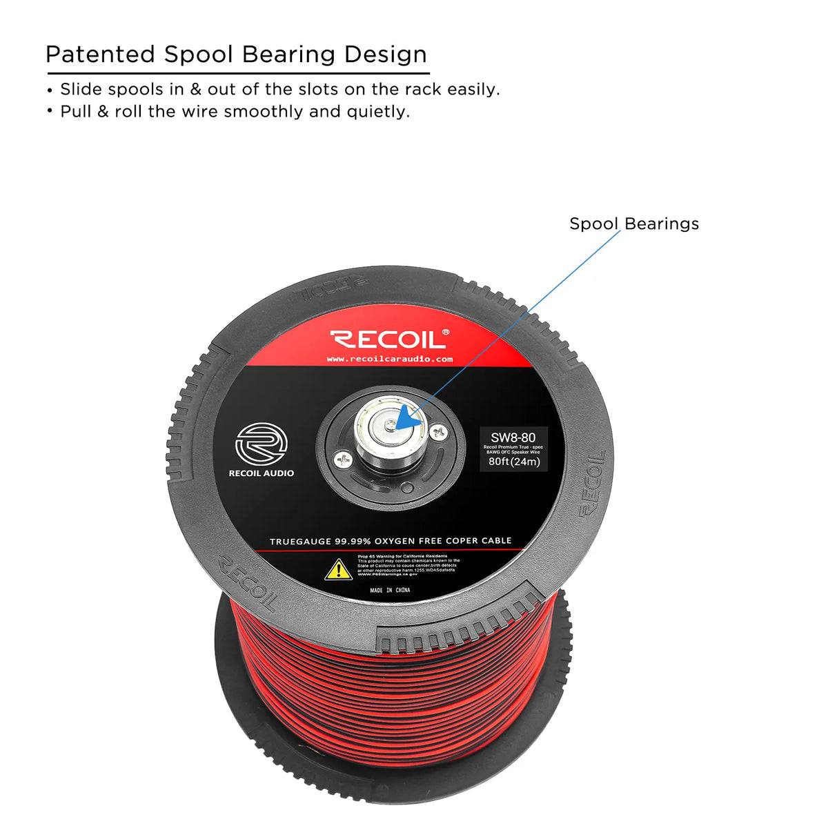 Recoil SW8-80 Echo PRO spool speaker wire 80ft 8AWG