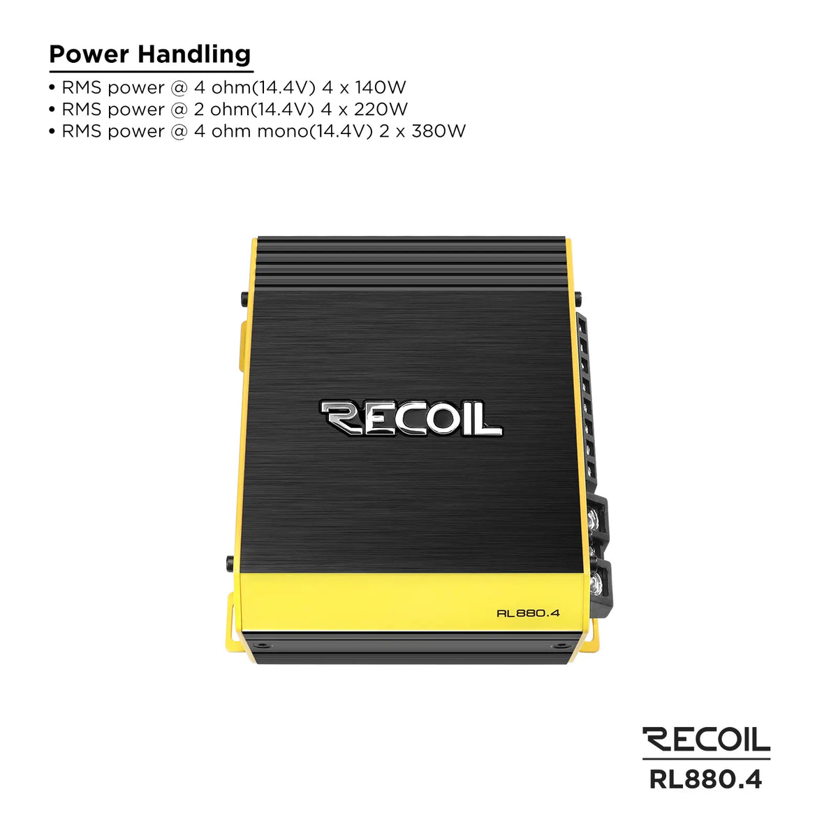Recoil RL880.4 880 Watts Full Range Class-D 4 Channel Amplifier