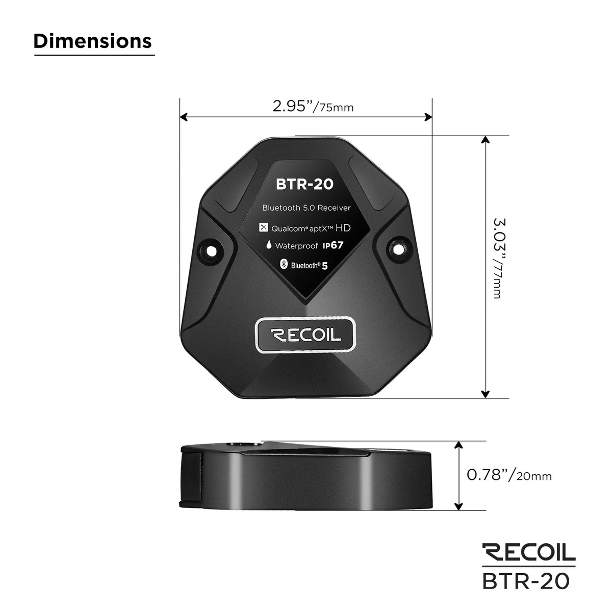 Recoil BTR-20 Waterproof Bluetooth Receiver