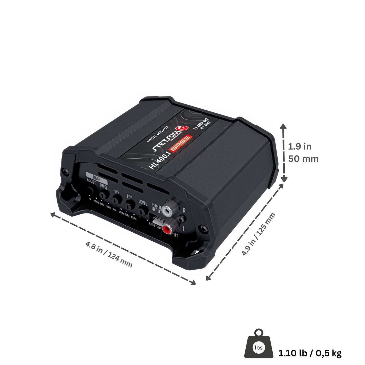 Stetsom HL 400.1 BASS Digital, 400 W RMS, 2 Ohms Stable, Subwoofer Sound Quality, Bass Crossover