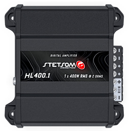 Stetsom HL 400.1 Class D Full Range Amplifier 1 Channel 400 Watts, RCA Input and High Wire Input, Variable Crossover - 2 Ohms
