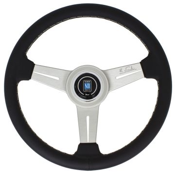 Nardi Classic Leather Steering Wheel 330mm with Grey Stitching and Satin Spokes