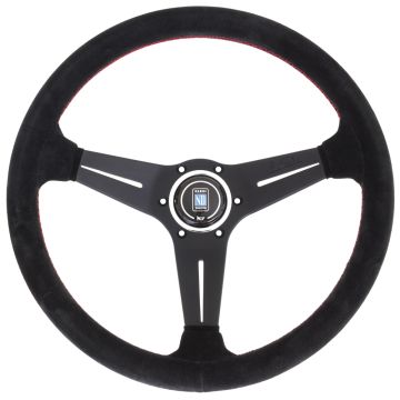 Nardi Deep Corn Suede Steering Wheel 330mm with Red Stitching and Black Spokes