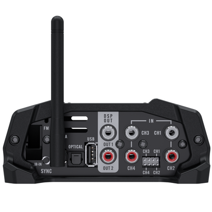 Stetsom High Line DSPLAYER 400.4, Car Audio Amplifier with DSP, Bluetooth, FM Radio, Multiple Audio Inputs, Mobile App Control