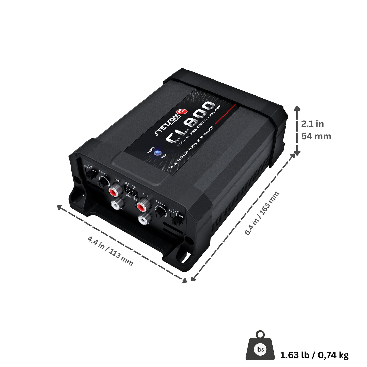 Stetsom COMBAT LINE CL800.4_2 Ohms - Full Range Amplifier 4 Channels Amplifier RCA & High Input 800W RMS