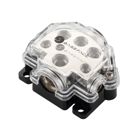 Bassface DIS1/5 Nickel Plated Distribution Block - 1x0AWG+1x2AWG+2x4AWG+2x8AWG