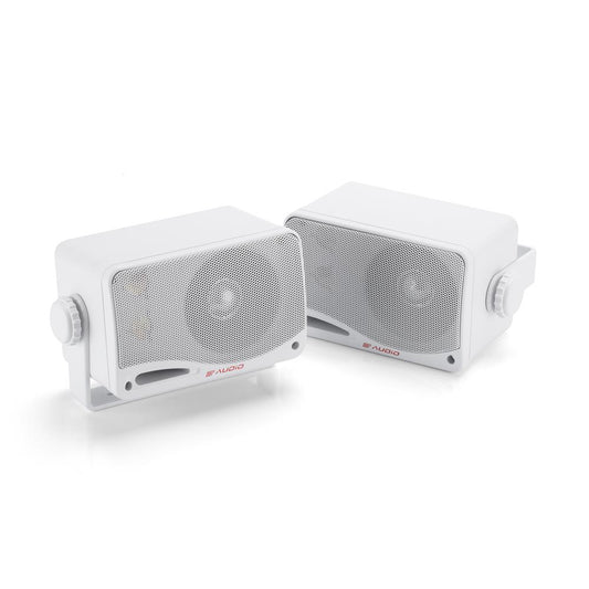 Bassface GT Audio GT-BX24W 4Ohm 2x50w RMS 3-Way Weatherproof Outdoor Box Speakers (White) Pair