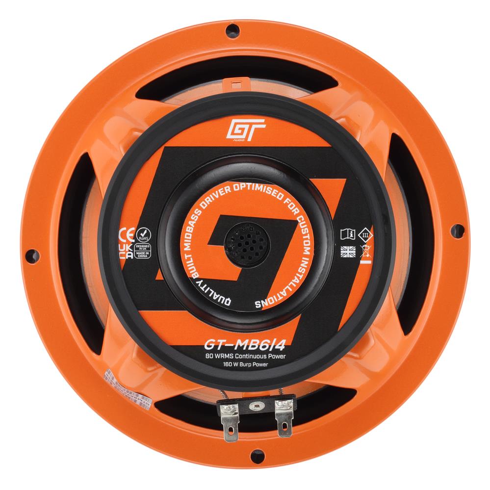 Bassface GT Audio GT-MB6/4 6.5" 16.5cm 4Ohm 80w RMS Midbass Speakers (Pair)