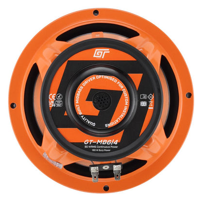 Bassface GT Audio GT-MB6/4 6.5" 16.5cm 4Ohm 80w RMS Midbass Speakers (Pair)