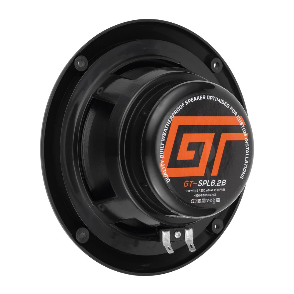 Bassface GT Audio GT-SPL6.2B 4Ohm 2x75w RMS Marine Grade Waterproof Full Range Speakers (Black) Pair