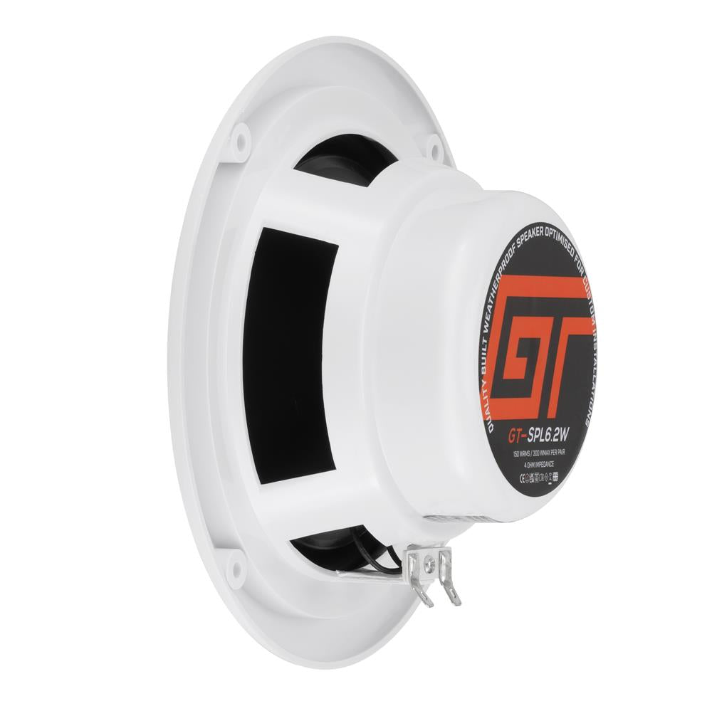 Bassface GT Audio GT-SPL6.2W 4Ohm 2x75w RMS Marine Grade Waterproof Full Range Speakers (White) Pair