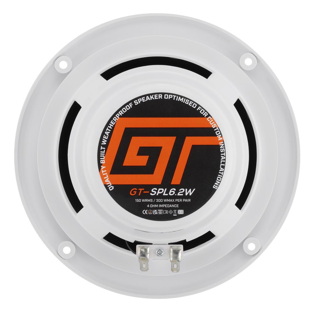 Bassface GT Audio GT-SPL6.2W 4Ohm 2x75w RMS Marine Grade Waterproof Full Range Speakers (White) Pair