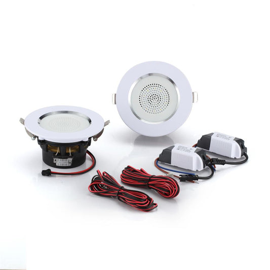 Bassface GT Gear GTG-C31LED 4" 10cm 8Ohm 2x60w RMS Waterproof Ceiling Speakers / 6500K LED Downlighters Pair