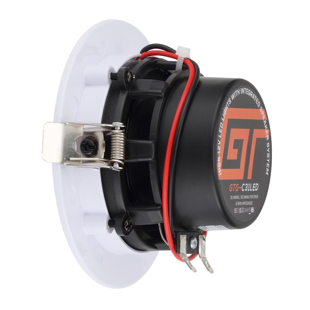 Bassface GT Gear GTG-C31LED 4" 10cm 8Ohm 2x60w RMS Waterproof Ceiling Speakers / 6500K LED Downlighters Pair