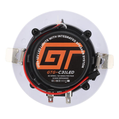 Bassface GT Gear GTG-C31LED 4" 10cm 8Ohm 2x60w RMS Waterproof Ceiling Speakers / 6500K LED Downlighters Pair