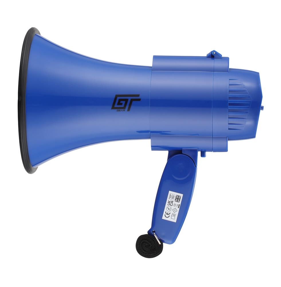 Bassface GT Gear GTG-MP15B 30W Battery Powered High Power Handheld Megaphone (Blue)