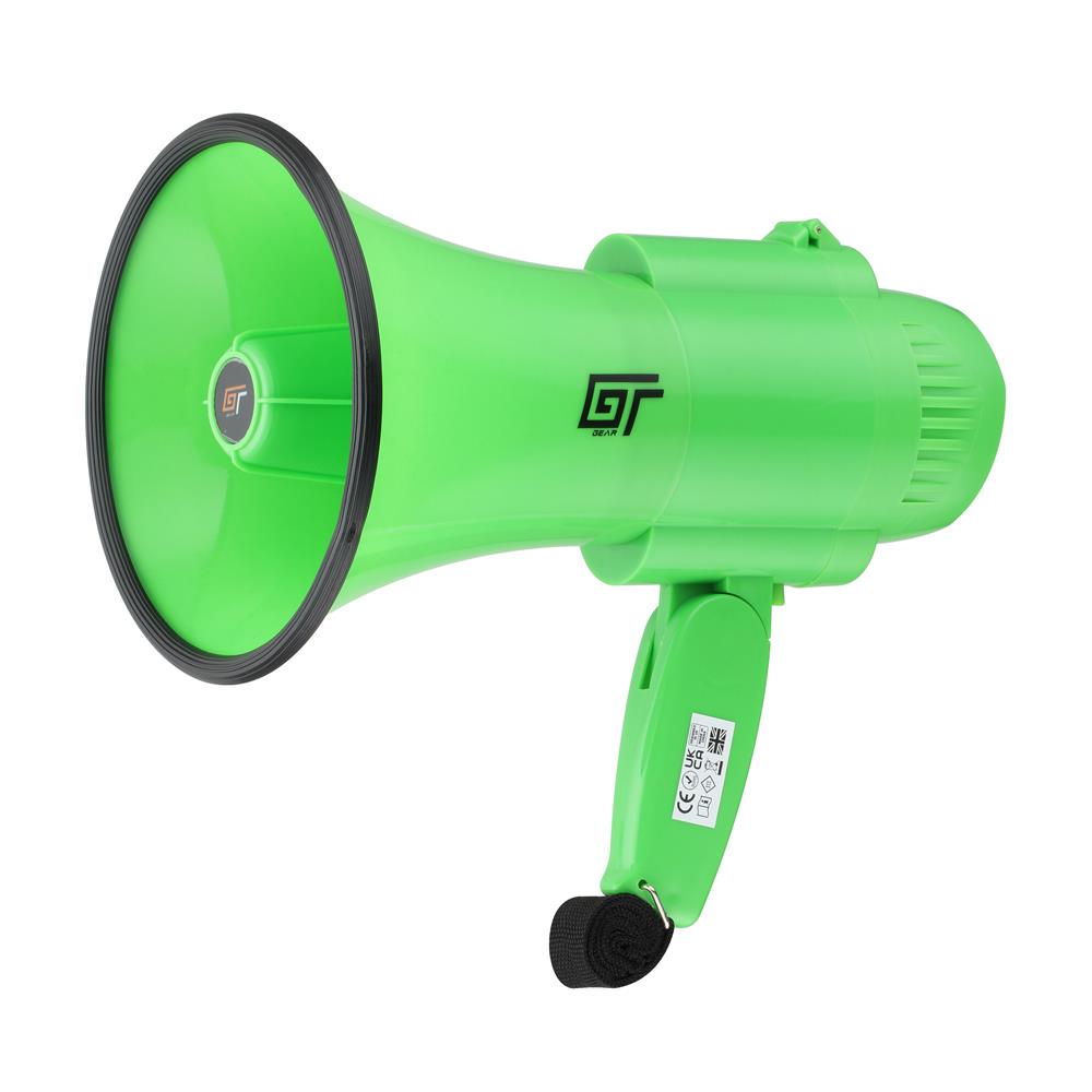 Bassface GT Gear GTG-MP15G 30W Battery Powered High Power Handheld Megaphone (Green)