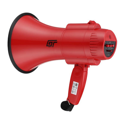 Bassface GT Gear GTG-MP15R 30W Battery Powered High Power Handheld Megaphone (Red)
