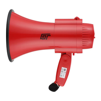 Bassface GT Gear GTG-MP15R 30W Battery Powered High Power Handheld Megaphone (Red)