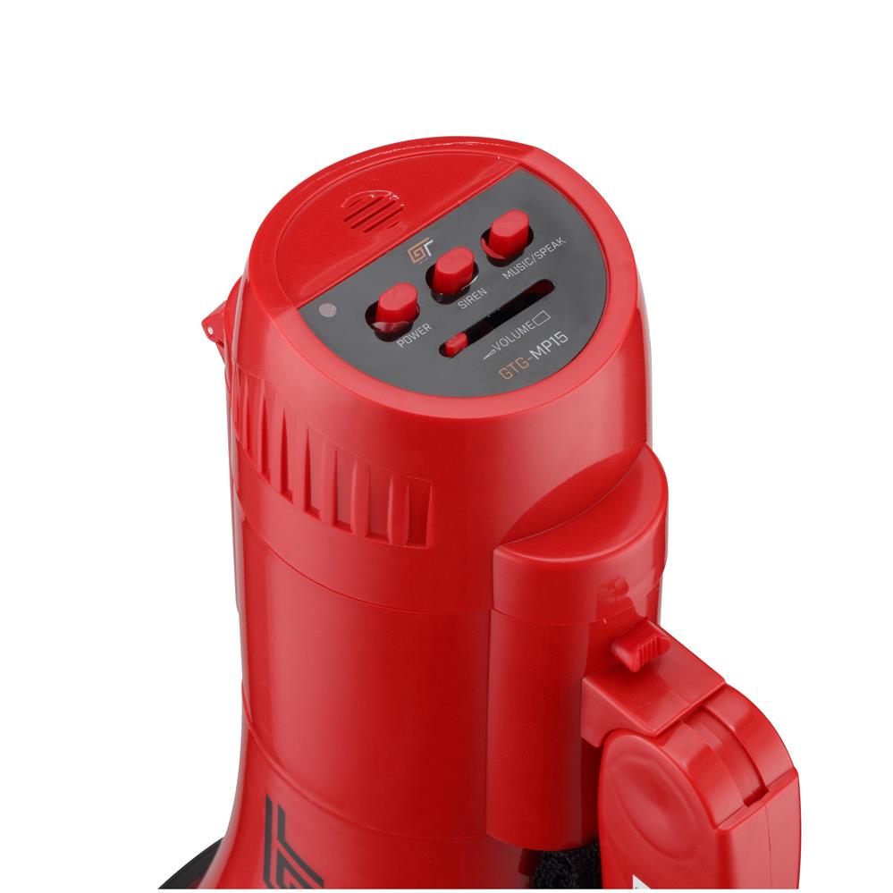 Bassface GT Gear GTG-MP15R 30W Battery Powered High Power Handheld Megaphone (Red)