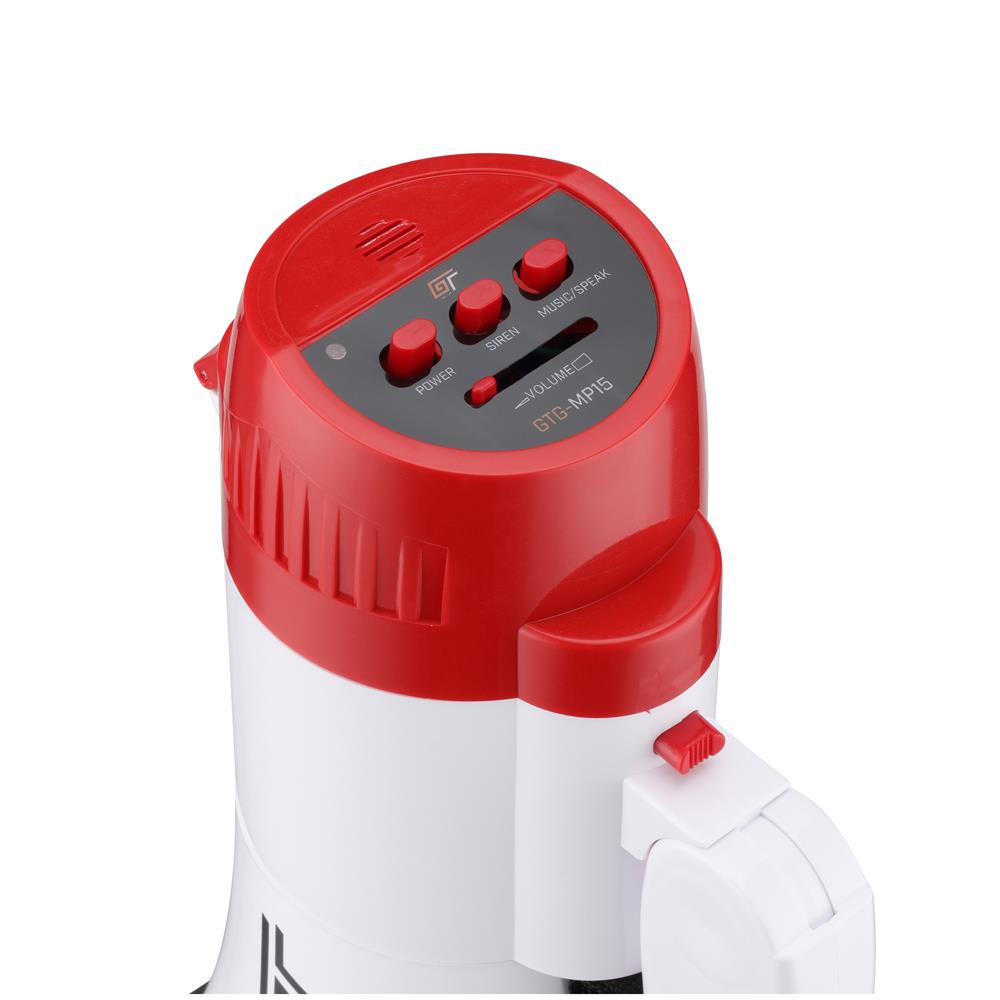 Bassface GT Gear GTG-MP15W 30W Battery Powered High Power Handheld Megaphone (White/Red)