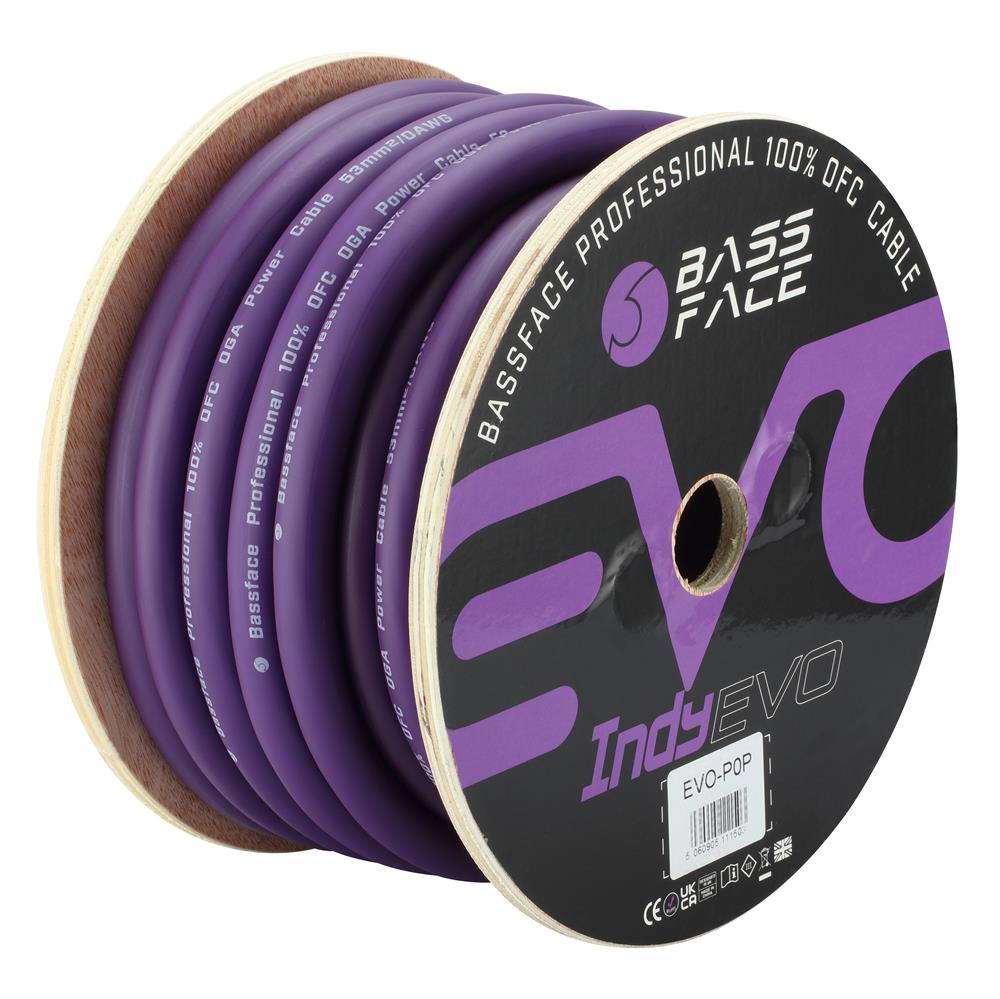 Bassface EVO-P0P 100% OFC 0AWG (53mm) Purple Power Cable 4655 Strand 15m Roll