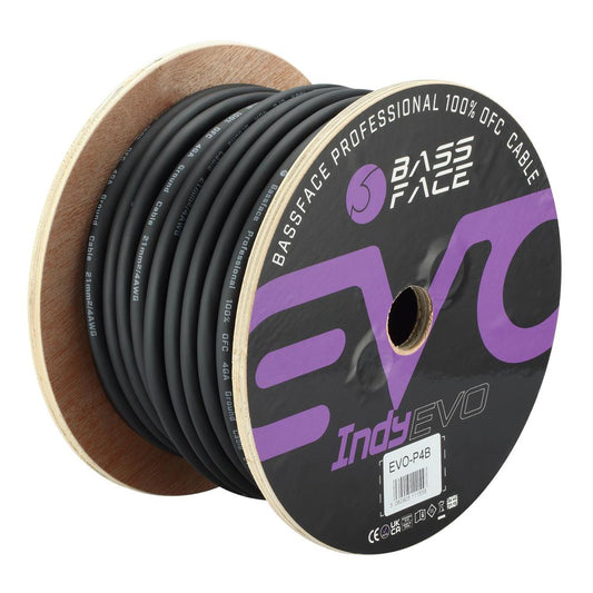 Bassface EVO-P4B 100% OFC 4AWG (21mm) Black Earth Cable 1862 Strand 30m Roll