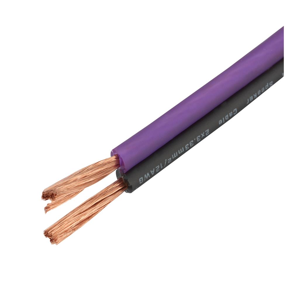 Bassface EVO-S12 100% OFC 12AWG (2x3.33mm) Purple/Black Speaker Cable 100m Roll