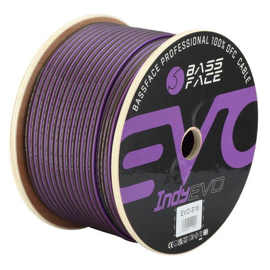 Bassface EVO-S16 100% OFC 16AWG (2x1.31mm) Purple/Black Speaker Cable 150m Roll