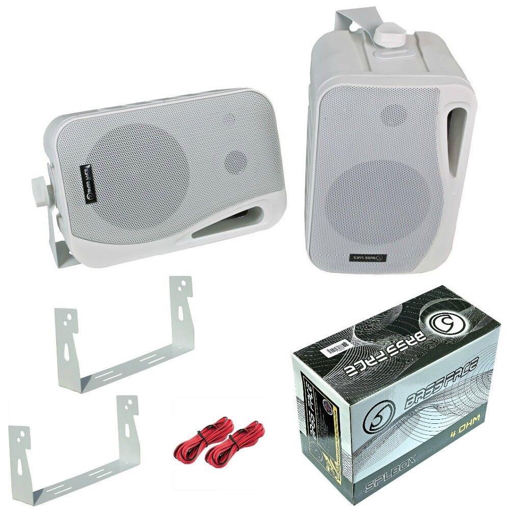 Bassface SPLBOX.2 4Ohm 2x100w RMS Waterproof Outdoor Mini Box Speakers (White) Pair