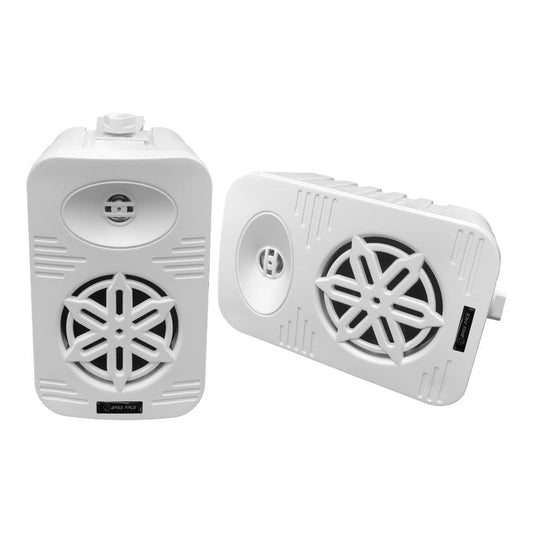 Bassface SPLBOX.2P 4Ohm 2x100w RMS Waterproof Outdoor Mini Box Speakers (White) Pair