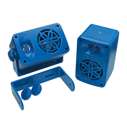 Bassface SPLBOX.4BL 4Ohm 2x50w RMS Waterproof Outdoor Mini Box Speakers (Blue) Pair