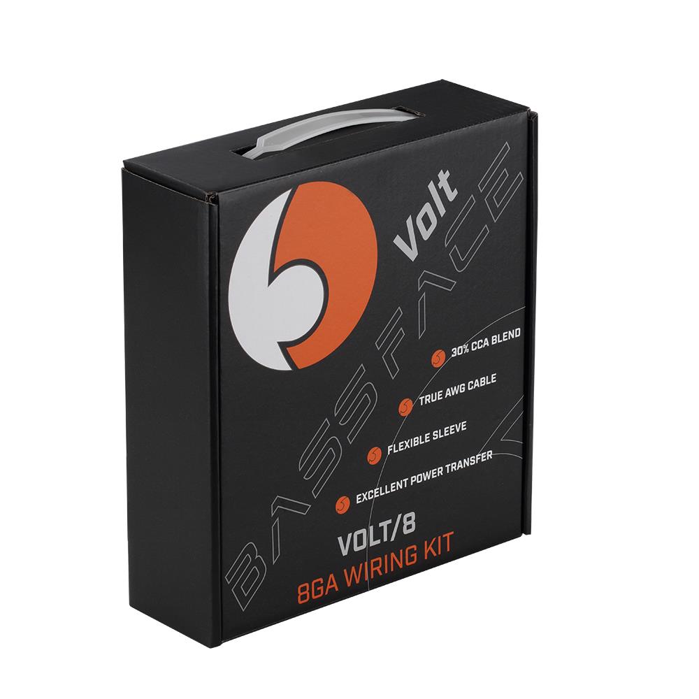Bassface VOLT/8 8AWG (8.3mm) 80A Mini-ANL Fused Prewired & Crimped 5m Super Flexible Amplifier Wiring Kit (30%OFC/469 Strand)