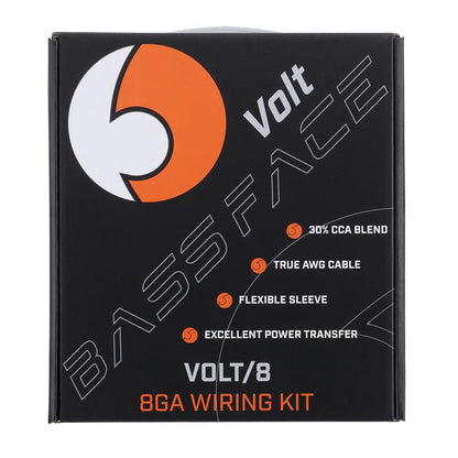 Bassface VOLT/8 8AWG (8.3mm) 80A Mini-ANL Fused Prewired & Crimped 5m Super Flexible Amplifier Wiring Kit (30%OFC/469 Strand)