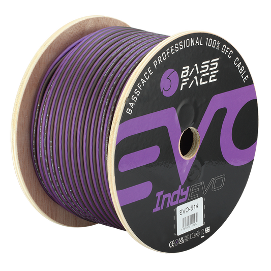 Bassface - EVO-S14 100% OFC 14AWG (2x2.08mm) Purple/Black Cable 100m Roll