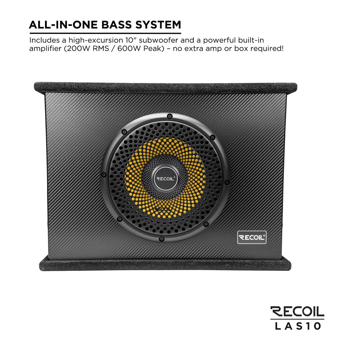 Recoil LAS10 10″ Shallow Active Powered Subwoofer with Built-in Amplifier. Peak 600W