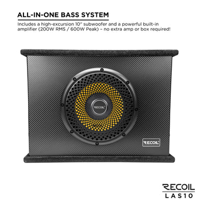 Recoil LAS10 10″ Shallow Active Powered Subwoofer with Built-in Amplifier. Peak 600W