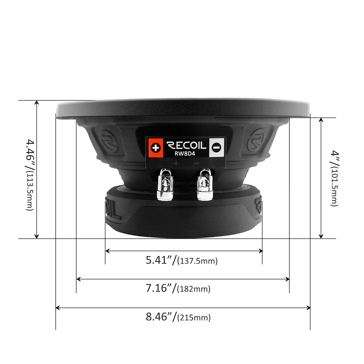 Recoil RW8D4 Echo series 8" Dual 4-ohm Subwoofer 400W