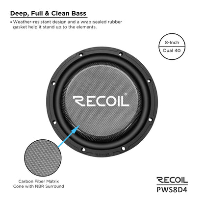Recoil PWS8D4 8" Dual 4-Ohm Subwoofer