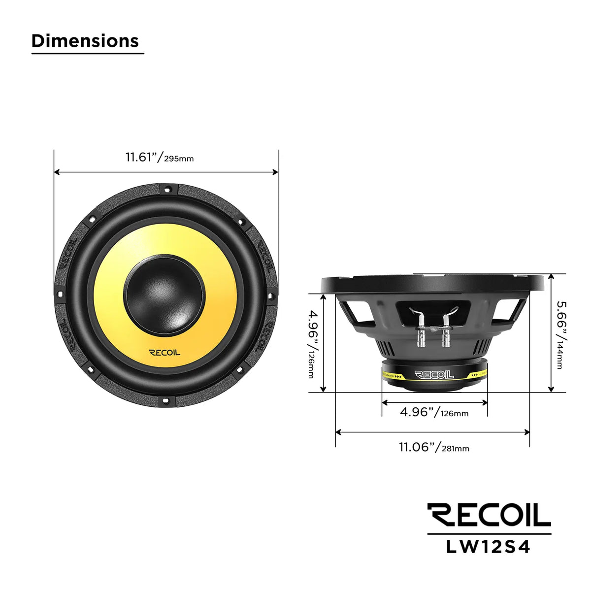 Recoil LW12S4 12" Single 4-Ohm Subwoofer Peak 300W