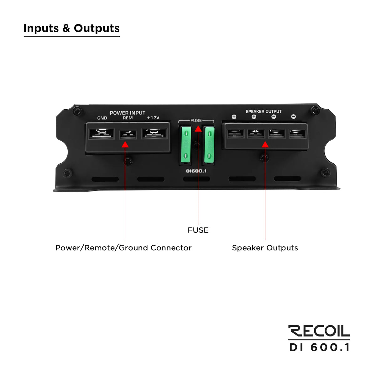 Recoil DI600.1 600 Watts Class-D Mono Amplifier