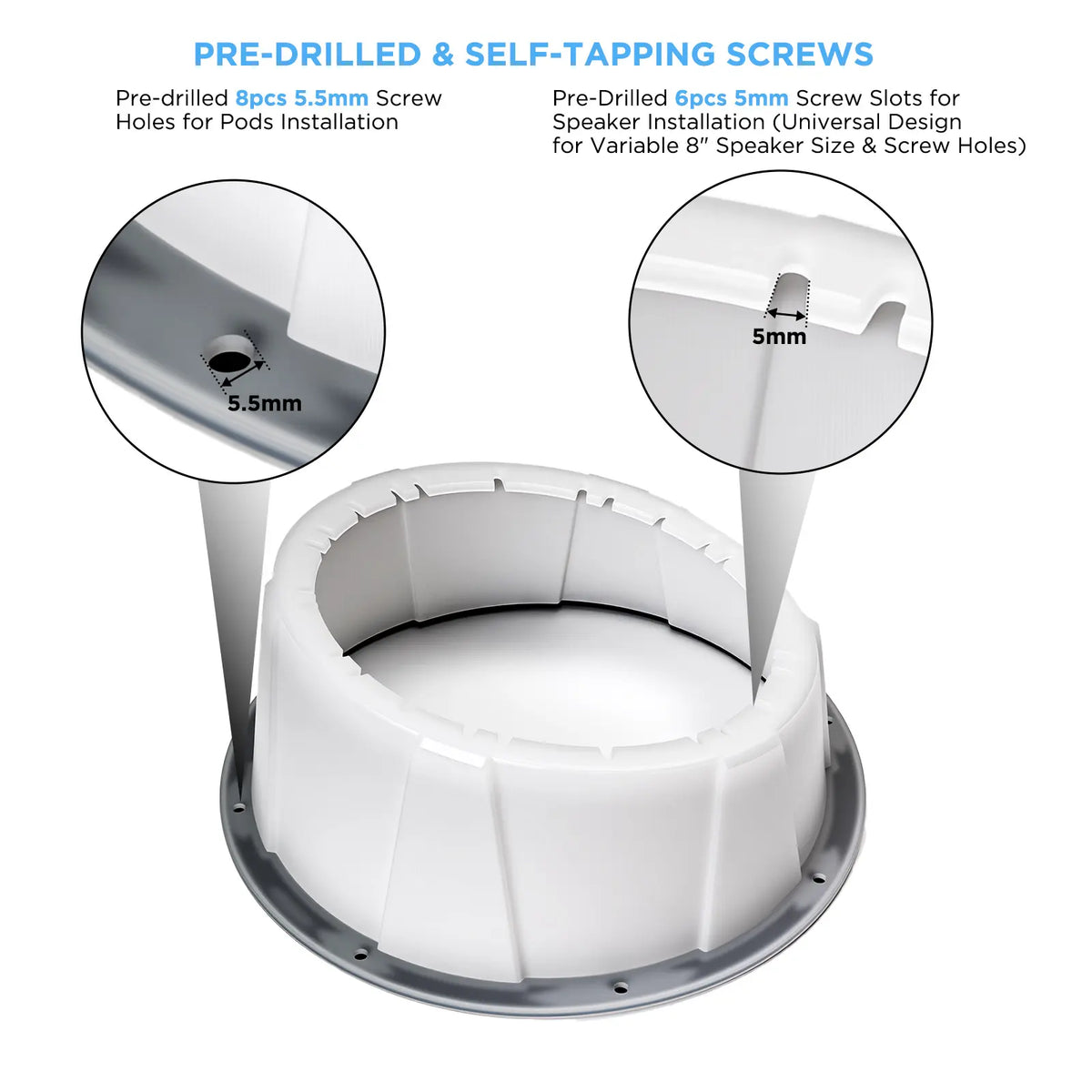 Recoil USP8-W SPEAKER PODS Fits 8” speakers - White (Pair)