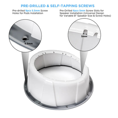 Recoil USP8-W SPEAKER PODS Fits 8” speakers - White (Pair)