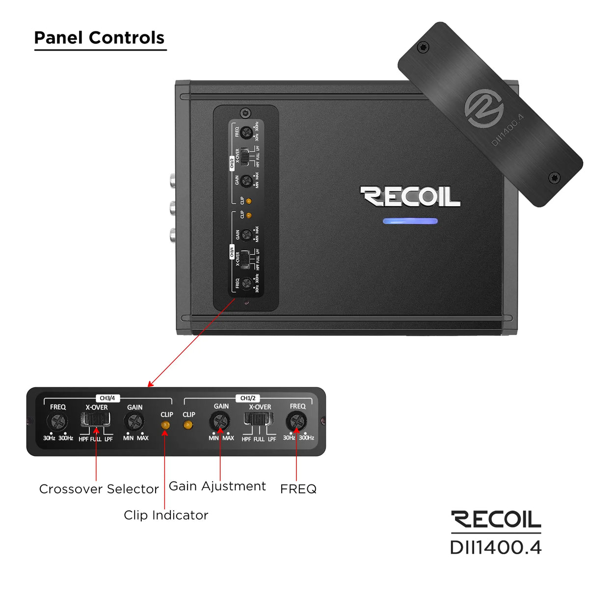 Recoil DII1400.4 1400 Watts Class-D 4-Chnnel Amplifier