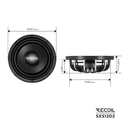 Recoil SXS12D2 Echo Max 12" Dual 2-Ohm Shallow Subwoofer