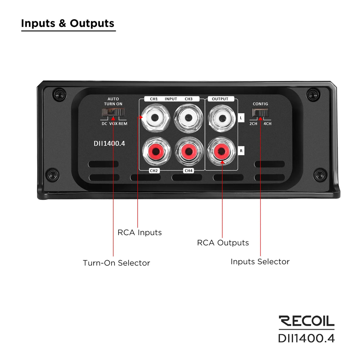 Recoil DII1400.4 1400 Watts Class-D 4-Chnnel Amplifier