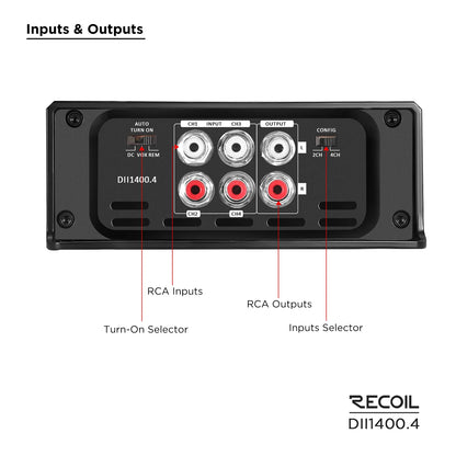 Recoil DII1400.4 1400 Watts Class-D 4-Chnnel Amplifier
