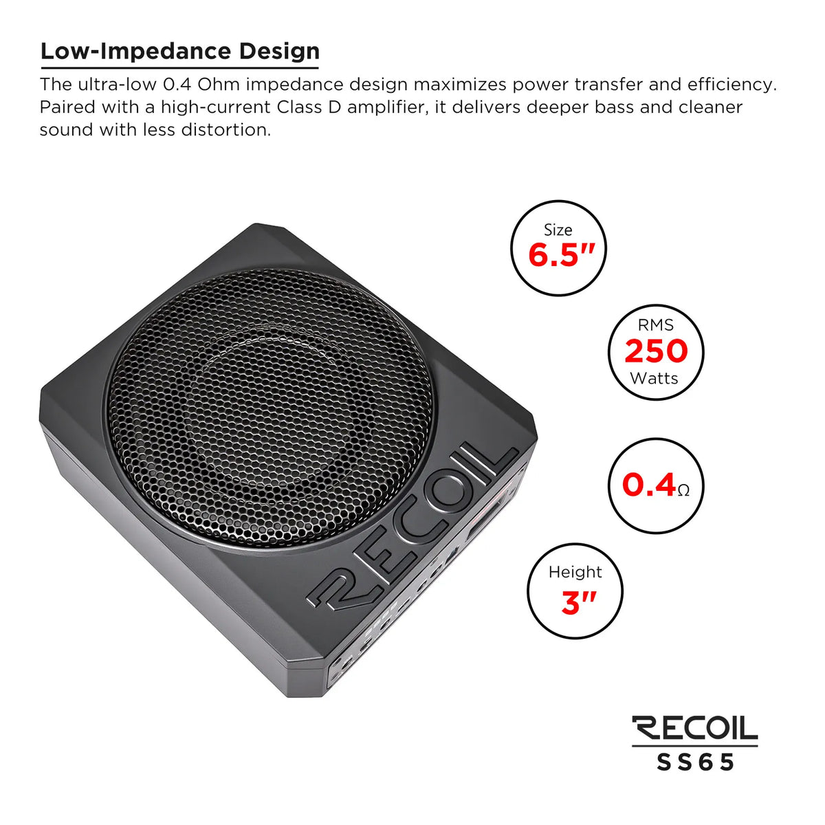 Recoil SS65 Ultra-Thin 6.5″ Active Under-Seat Car Subwoofer
